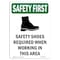 Signmission OSHA Sign, Shoes Required W/ Symbol, 18in X 12in Rigid Plastic, 12" W, 18" H, Portrait OS-SF-P-1218-V-11353 - alternate 1